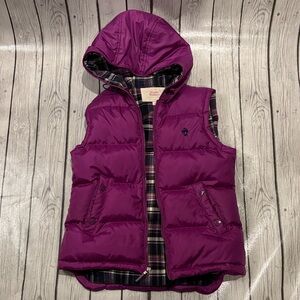 Brooks Brothers Purple Hooded Vest women’s size 2 puffer down with flannel
